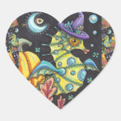 KLEURRIJKE FANTASY ZEEPAARDJE, HEKS IN HALLOWEEN Z HART STICKER (Voorkant)