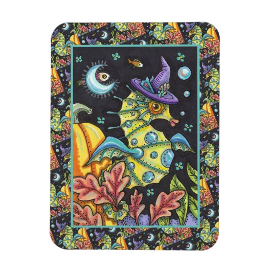 KLEURRIJKE FANTASY ZEEPAARDJE, HEKS IN HALLOWEEN Z MAGNEET (Verticaal)