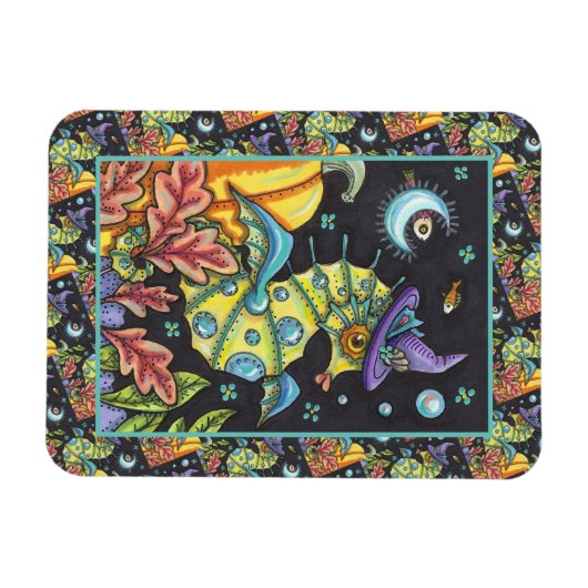 KLEURRIJKE FANTASY ZEEPAARDJE, HEKS IN HALLOWEEN Z MAGNEET (Horizontaal)