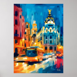 Kleurrijke Fauvistische Madrid Gran Via Kunst Poster