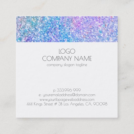 Kleurrijke faux flitter vierkante visitekaartje (Achterkant)