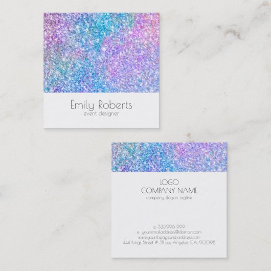 Kleurrijke faux flitter vierkante visitekaartje (Voorkant / Achterkant)