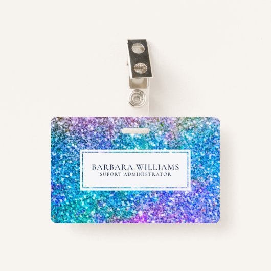 Kleurrijke Faux Flitter White Accent Badge (Voorkant met clip)