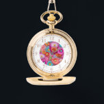 Kleurrijke faux geborduurde bloemige elegante vrou horloge<br><div class="desc">Kleurrijke Faux geborduurde Floral Elegant Womans Watches beschikt over een trendy kleurrijke faux borduurwerk bloemen in roze,  paarse,  sinaasappel,  blauw en geel. Creëer door Evco Studio www.zazzle.com/store/evcostudio</div>