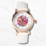 Kleurrijke faux geborduurde bloemige elegante vrou horloge<br><div class="desc">Kleurrijke Faux geborduurde Floral Elegant Womans Watches beschikt over een trendy kleurrijke faux borduurwerk bloemen in roze,  paarse,  sinaasappel,  blauw en geel. Creëer door Evco Studio www.zazzle.com/store/evcostudio</div>