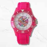 Kleurrijke faux geborduurde bloemige elegante vrou horloge<br><div class="desc">Kleurrijke Faux geborduurde Floral Elegant Womans Watches beschikt over een trendy kleurrijke faux borduurwerk bloemen in roze,  paarse,  sinaasappel,  blauw en geel. Creëer door Evco Studio www.zazzle.com/store/evcostudio</div>