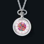 Kleurrijke faux geborduurde bloemige elegante vrou horloge<br><div class="desc">Kleurrijke Faux geborduurde Floral Elegant Womans Watches beschikt over een trendy kleurrijke faux borduurwerk bloemen in roze,  paarse,  sinaasappel,  blauw en geel. Creëer door Evco Studio www.zazzle.com/store/evcostudio</div>