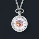 Kleurrijke faux geborduurde bloemige stijlvolle vr horloge<br><div class="desc">Kleurrijke Faux geborduurde Floral Stylish Womans Watches beschikt over een trendy kleurrijke faux borduurwerk bloemen in roze,  paarse,  sinaasappel en rood op een pastelgroene achtergrond. Creëer door Evco Studio www.zazzle.com/store/evcostudio</div>