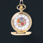 Kleurrijke faux geborduurde bloemige stijlvolle vr horloge<br><div class="desc">Kleurrijke Faux geborduurde Floral Stylish Womans Watches beschikt over een trendy kleurrijke faux borduurwerk bloemen in roze, paarse, sinaasappel en rood op een pastelgroene achtergrond. Creëer door Evco Studio www.zazzle.com/store/evcostudio</div>