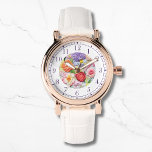 Kleurrijke faux geborduurde bloemige stijlvolle vr horloge<br><div class="desc">Kleurrijke Faux geborduurde Floral Stylish Womans Watches beschikt over een trendy kleurrijke faux borduurwerk bloemen in roze,  paarse,  sinaasappel en rood op een pastelgroene achtergrond. Creëer door Evco Studio www.zazzle.com/store/evcostudio</div>