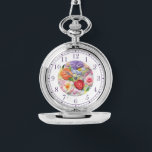 Kleurrijke faux geborduurde bloemige stijlvolle vr horloge<br><div class="desc">Kleurrijke Faux geborduurde Floral Stylish Womans Watches beschikt over een trendy kleurrijke faux borduurwerk bloemen in roze,  paarse,  sinaasappel en rood op een pastelgroene achtergrond. Creëer door Evco Studio www.zazzle.com/store/evcostudio</div>