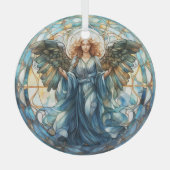Kleurrijke Faux Glas in lood Angel Ornament (Voorkant)