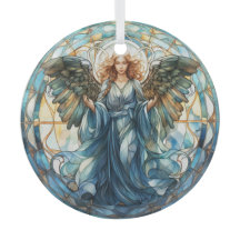 Kleurrijke Faux Glas in lood Angel Ornament
