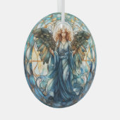 Kleurrijke Faux Glas in lood Angel Ornament (Voorkant Rechts)