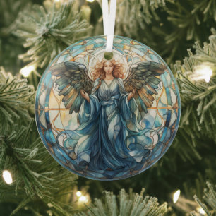 Kleurrijke Faux Glas in lood Angel Ornament