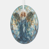 Kleurrijke Faux Glas in lood Angel Ornament (Voorkant links)