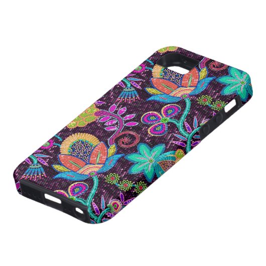 Kleurrijke Faux glas kralen exotische bloemen patr Case-Mate iPhone Case (Onderkant)