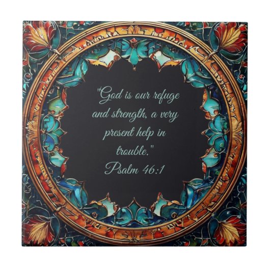 Kleurrijke Faux Glass  Bijbelverzen Tegeltje (Voorkant)