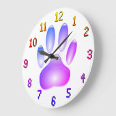 Kleurrijke Faux Glass Dog Paw Print Grote Klok (Hoek)