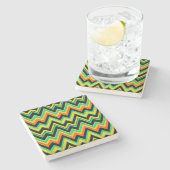 Kleurrijke faux glitter chevron zigzag geometrisch stenen onderzetter (Zijkant)