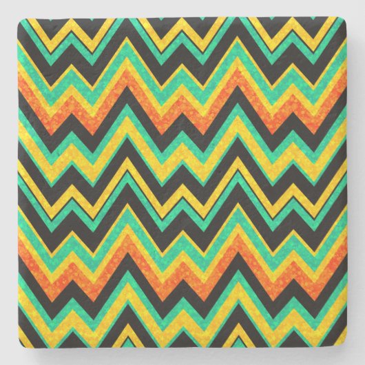 Kleurrijke faux glitter chevron zigzag geometrisch stenen onderzetter (Voorkant)