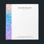 Kleurrijke faux glitter en schittert textuur notitieblok<br><div class="desc">Koele,  kleurrijke faux glitter rand met een witte achtergrond en grijze aanpasbare tekst.</div>