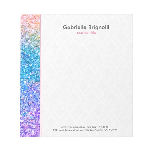 Kleurrijke faux glitter en schittert textuur notitieblok (Voorkant)