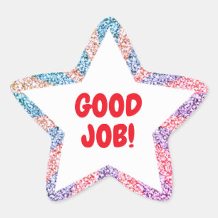 Kleurrijke Faux Glitter Good Job Docer Ster Sticker