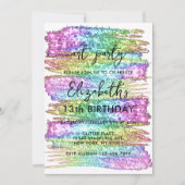 Kleurrijke Faux Rainbow Glitter Art Verjaardagsfee Kaart (Voorkant)