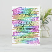 Kleurrijke Faux Rainbow Glitter Art Verjaardagsfee Kaart (Staand voorkant)