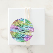 Kleurrijke Faux Rainbow Glitter Glam Party Dank u