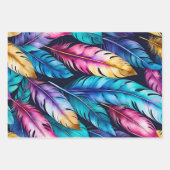 Kleurrijke Feather Art Wrapping Paper Sheets (Voorkant)