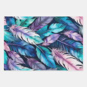 Kleurrijke Feather Art Wrapping Paper Sheets (Voorkant 3)