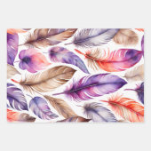 Kleurrijke Feather Art Wrapping Paper Sheets (Voorkant 3)