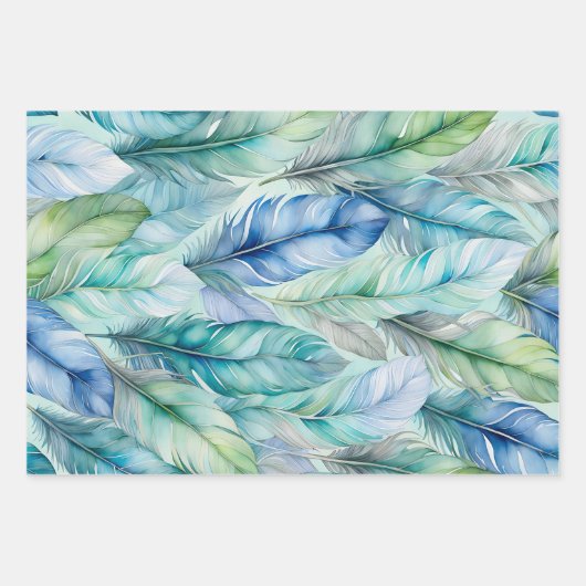 Kleurrijke Feather Art Wrapping Paper Sheets (Voorkant)