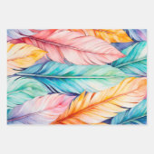 Kleurrijke Feather Art Wrapping Paper Sheets (Voorkant)