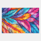 Kleurrijke Feather Art Wrapping Paper Sheets (Voorkant 2)