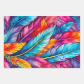 Kleurrijke Feather Art Wrapping Paper Sheets (Voorkant)