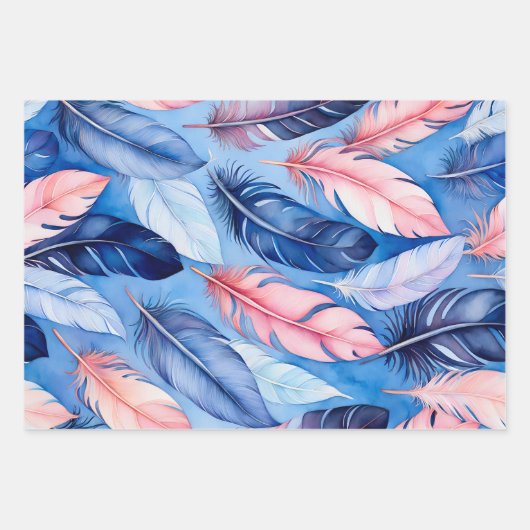 Kleurrijke Feather Art Wrapping Paper Sheets (Voorkant 2)