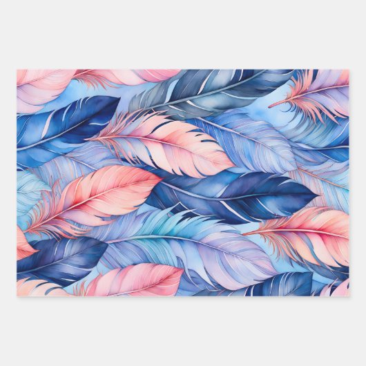 Kleurrijke Feather Art Wrapping Paper Sheets (Voorkant)