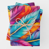 Kleurrijke Feather Art Wrapping Paper Sheets