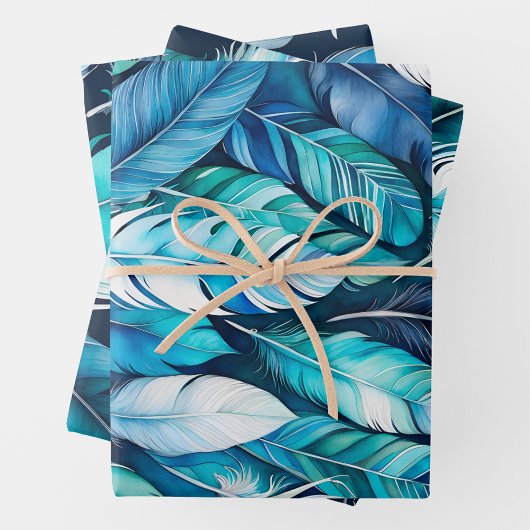 Kleurrijke Feather Art Wrapping Paper Sheets