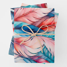 Kleurrijke Feather Art Wrapping Paper Sheets