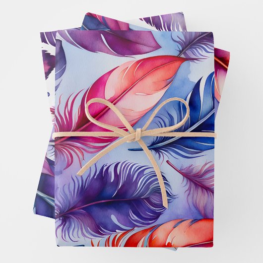 Kleurrijke Feather Art Wrapping Paper Sheets