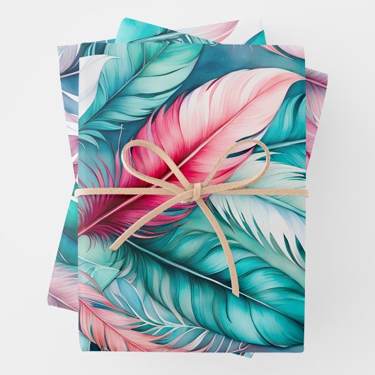 Kleurrijke Feather Art Wrapping Paper Sheets