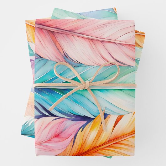 Kleurrijke Feather Art Wrapping Paper Sheets
