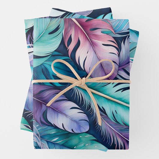 Kleurrijke Feather Art Wrapping Paper Sheets