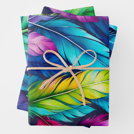 Kleurrijke Feather Art Wrapping Paper Sheets