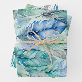 Kleurrijke Feather Art Wrapping Paper Sheets