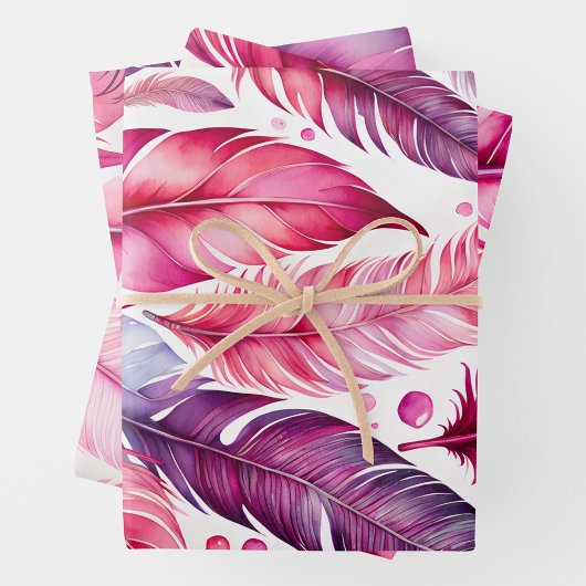 Kleurrijke Feather Art Wrapping Paper Sheets